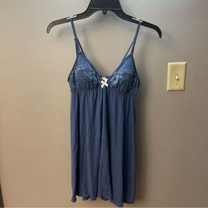 NWT Victoria’s Secret elegant blue Lingerie Lace mini slip nightgown dress